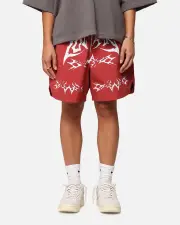[LOITER] Loiter Stacked Metal Walk Shorts Burgandy - Size L L Burgandy