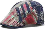 [WITHMOONS] Cotton Men Flat Cap Patchwork Beret Cabbie Ivy Gatsby Driving Adjustable Cap YZ30115