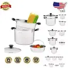 Premium 10qt Stainless Steel Steamer Set with Two Size Baskets for Easy Cooking