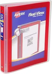 Avery Flexi-View 3 Ring Binder, 1 Inch Round Rings, 1 Red Binder (17606)