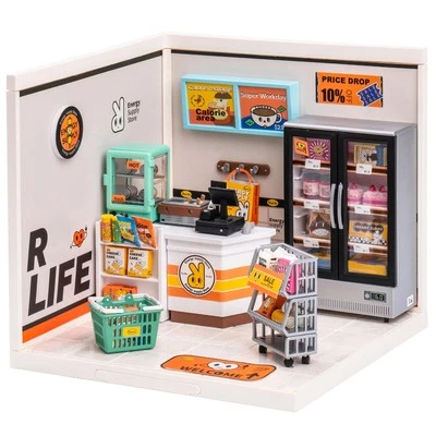 ROBOTIME DIY Miniature Dollhouse Kit for Girls Mini House with Accessories Mo...