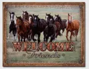 Welcome Friends Horses Metal Tin Sign Garage Home Wall Shop Cabin Decor #1949