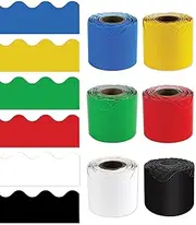 Carson Dellosa 6 Rolls of 216 Ft Scalloped Bulletin Board Borders, Blue, Yellow, Green, Red, Black and White Classroom Borders for Bulletin Board & Classroom Décor, 36 Ft Per Bulletin Board Trim Roll