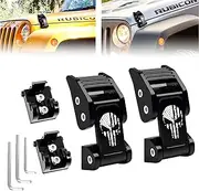 Buling Aluminum Hood Latches Catch Kit Accessories Compatible with Jeep Wrangler JK JKU 2007-2018 & Jeep Wrangler JL JLU 2018-2023 & Jeep Gladiator JT 2020+ (Punisher Skull)