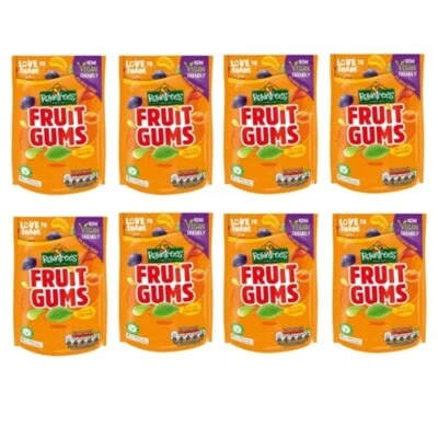 905991 8 x 150g POUCH ROWNTREES FRUIT GUMS VEGAN FRIENDLY GUMMY SWEETS