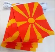 Macedonia 12 Meters Bunting Flag 20 Flags 18'' x 12'' - Macedonian String Flags 30 x 45 cm - AZ FLAG