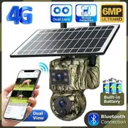 Camouflage 4G Solar Hunting Camera 6 Million Full Colour HD Wireless wifi Solar Surveillance Camera, Dual Lens Dual View, PIR Night Vision, Two-Way Audio