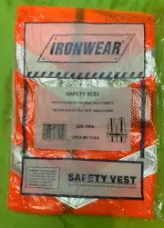 Ironwear Safety Vest Orange Mesh Silver Reflective Tape Breakaway OSFA