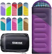 Camping Sleeping Bag, 32℉ Bags for Single, Eggplant & Black