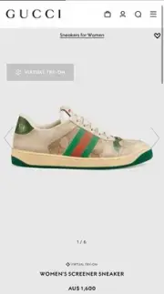 Size 7 - Gucci Screener Distressed Green Orange W- Authentic 100%