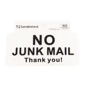 Sandleford 75 x 38mm No Junk Mail Self Adhesive Sign