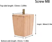 Wooden Furniture Legs, 4 Pieces Conical Wooden Sofa Legs, Replacement Sofa Feet, Wooden Sofa Legs for Sofa TV Bed Dining Table Seats Armchair Furni...