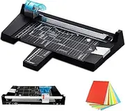 Heavy Duty Rotary Paper Cutter, A4 Manual Paper Trimmer for Straight/Wave/Dotted/Creasing Line, Paper Cutter for Photo Paper, Film, Office Paper, PVC