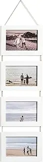 MOTRAIN 4x6 Inch Wooden Picture Frame Set, Wall-Mounted Collage Display with Hemp Rope Hanging, Multi-Photo Gallery Frames for Home Decor (White)