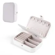 Catzon Small Jewelry Box Necklace Ring Double Layer Storage Bag Travel Organizer -White