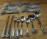 Reed & Barton Kings 90 Pieces-NEW-Dinner Salad Fork Tea Table Spoon Steak Dinner
