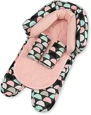 GoldBug Baby & Toddler 2-in-1 Car Seat Head Support + Strap Covers - Scallop