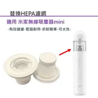 在飛比找樂天市場購物網優惠-適用 米家無線吸塵器mini替換濾網 HEPA濾網 可水洗濾