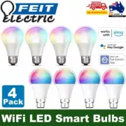 Feit 4-Pack Dimmable Smart Wi-Fi LED Light Bulb 9W RGBW Alexa Google Assistant