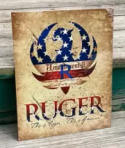 Ruger 2nd Amendment TIN SIGN metal gun poster patriotic bar hunting cabin decor