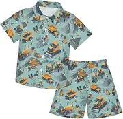 [Caihoyu] Toddler Baby Boy Short Sleeve Shirt Top+shorts Suits Toddler Little Boys Outfit Summer Outfit