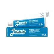 3 x Grants Of Australia Natural Toothpaste Fresh Mint with Tea Tree Oil 110g