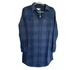 Women's Outerknown Blanket Shirt Dress Shacket Navy Plaid Long Sleeve Sz Small