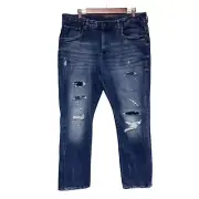NEW! Buffalo David Bitton Slim Fit Ash Wash Distressed Blue Jeans Men's 38