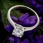 Solitaire .34 Carat VS2/G Round Cut Diamond Engagement Solitaire Ring Treated
