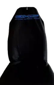 LIFETIME WARRANTY JET BLACK THROW OVERS FLURO BLUE AXS LOGO UNIVERSAL SEAT COVER
