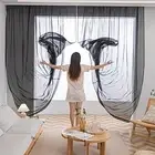 Window Black Sheer Curtains 90 Inches Length 2 Panels Voile Light Filtering