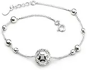 Retro Bracelet925Sterling Silver Bangle Women 925 Silver Bracelet Adjustable Hollow Silver Bead Bracelet Ladies Silver Bangle Fashion Silver Jewe