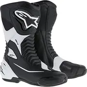 Alpinestars SMX-S Motorcycle Boots, CE-Certified Sport Riding Footwear, Lightweight & Durable Protective Gear, 13.5, Black/White