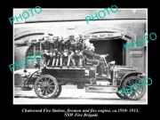 OLD 8x6 HISTORIC PHOTO OF CHATSWOOD NSW FIRE BRIGADE STATION & FIREMEN c1910