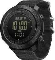 AVTREK Military Watch for Men, Digital Watch for Men with Altimeter Pedometer Backlight, Army Watch with Compass, Tactical Watches, Adjustable Strap, Outdoors Sport Waterproof Watches for Men (Black)