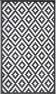 Aztec Foldable Large Size Outdoor Rug for Picnic, Camping, Outdoor Patio, Garden, RV Camping | Weatherproof and Water-Repellent (Black, 270cm x 360cm)