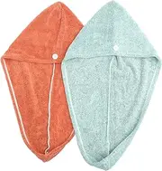 LIFKOME 2pcs Bamboo Charcoal Hair Cap Quick Drying Microfiber Hair Towel Wrap for Women