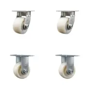 4 Inch KP Nylon Caster Set with Ball Bearings 2 Swivel 2 Rigid SCC