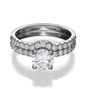 3 3/4 CT Diamond Engagement Ring Set Round H/SI2-I1 18K White Gold Size 7