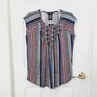 Striped Sleeveless Top Womens Size Small Premise Pleated Stretchy NWT
