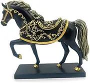 [ICE ARMOR] 9.5" W Black Horse with Royal Saddle Figurine Statue Sculpture Ornament Decoration Home/Room Decor Ideas for Housewarming, Holidays and Birthdays Great Collectible Addition