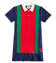 [Gucci Kids] Gucci Kids GG Web cotton jersey dress Y 8 blue