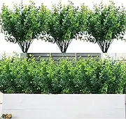 6 Bundles Outdoor Artificial Boxwood UV Resistant Fake Stems Plants, Faux Plastic Greenery for Indoor Outside Hanging Plants Garden Porch Window Box Home Wedding Farmhouse Décor