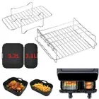 Reusable Silicone Air Fryer Liners+Air Fryer Racks for 5.2L 3.1L Dual Airfryer