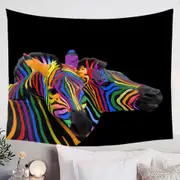 Cool Rainbow Striped Zebras Tapestry