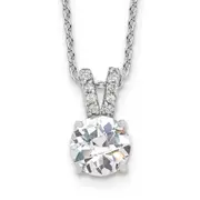 Sterling Silver Cheryl M Rhodium-Plated Brilliant-Cut 8mm Round Cz With Split Bail 18 Inch Necklace