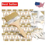 Bulk 96 Pcs Flat Bristle Paint Brushes - Ergonomic Wooden Handle for Efficiency