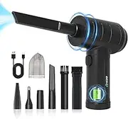 Tecnet Electric Air Duster, 38000RPM Rechargeable Compressed Air Blower, 2-in-1 Air Duster & Mini Handheld Vacuum, 3 Wind Speeds, 4 Nozzles, Good Replacement for Compressed Air Can