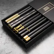 5 Pairs Chinese Chopsticks Sushi Sticks Reusable Set Metal Alloy Tableware