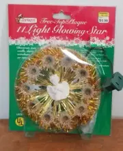 VINTAGE 11 LIGHT GLOWING STAR CHRISTMAS TREE TOPPER Tinsel Angel 5.5"
